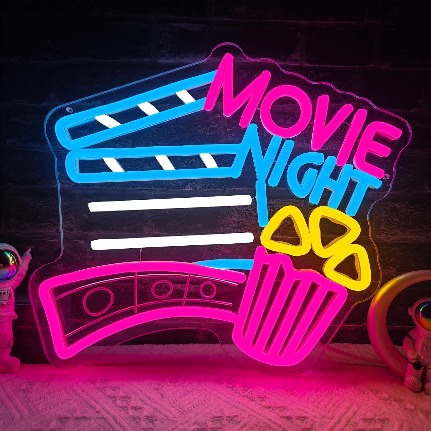 Home Cinema Wall Lights - Movie Night Neon Sign USB Dimmable