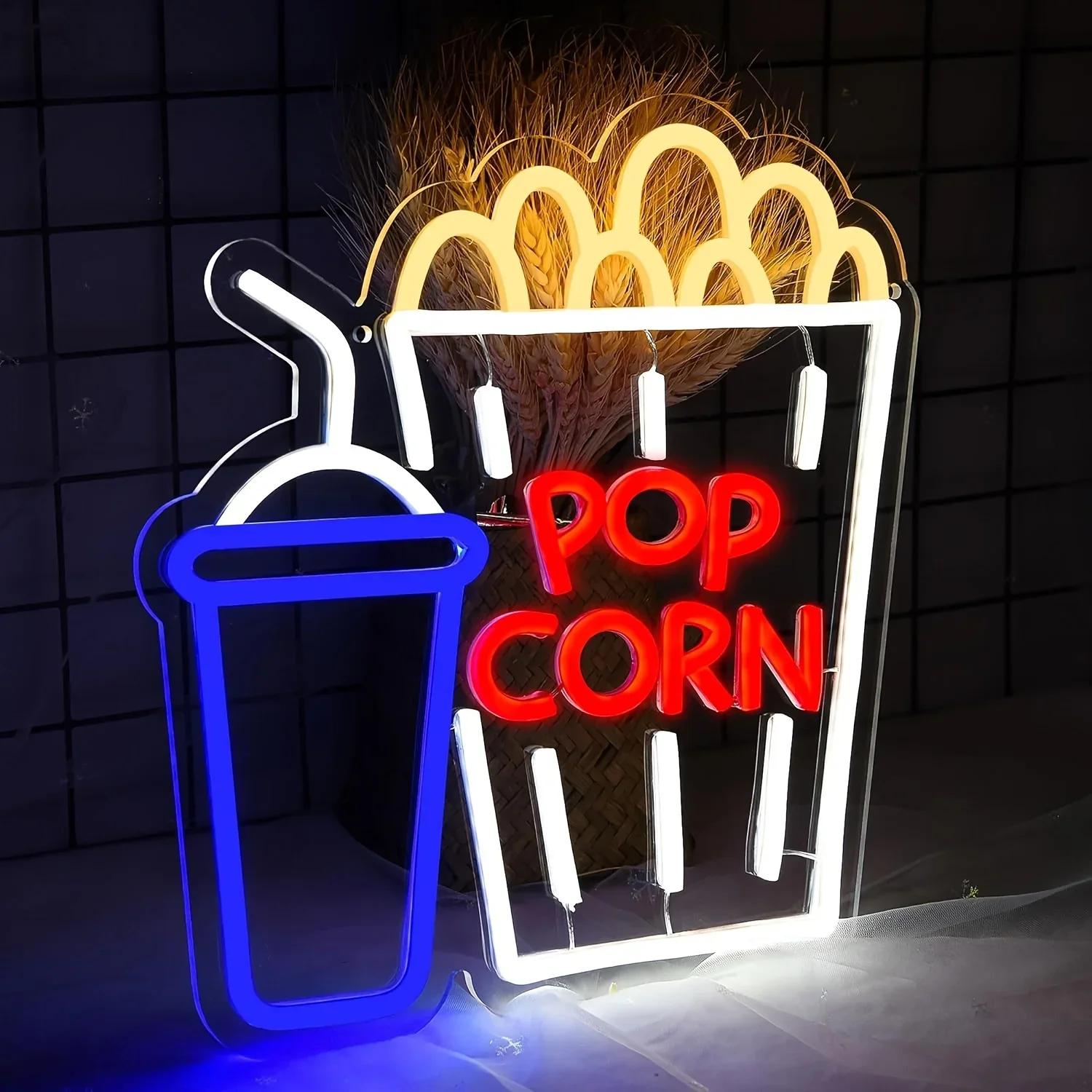 Home Cinema Wall Lights - Popcorn Soda Drink Neon Sign Dimmable