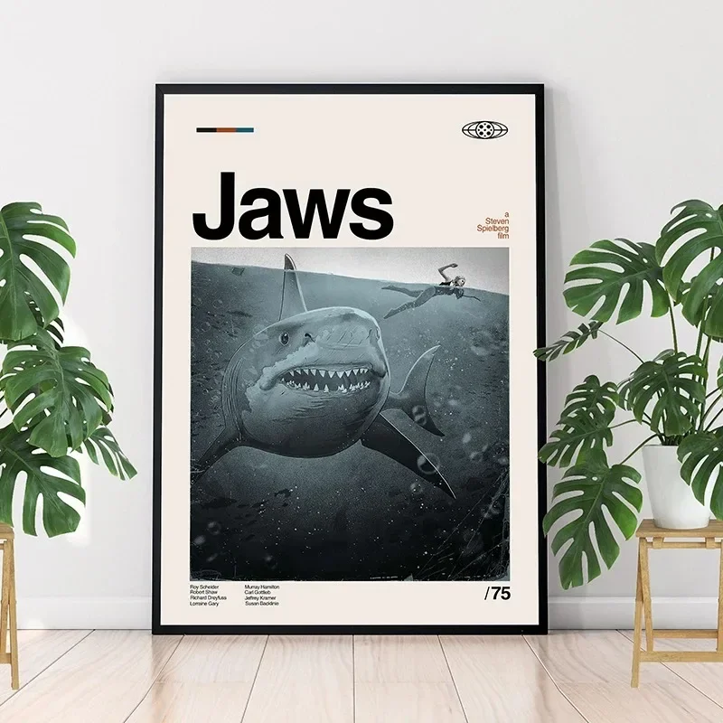 Home Cinema Interiors - Minimalist Art Jaws Movie Poster Steven