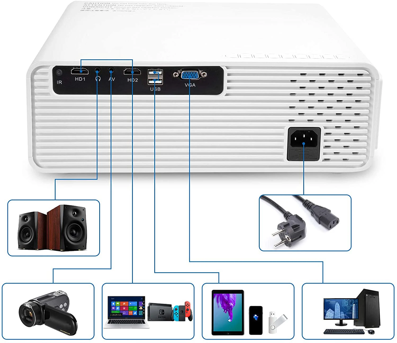 New Design Projector Beamer 10 - Home Cinema Kids 评论和价格