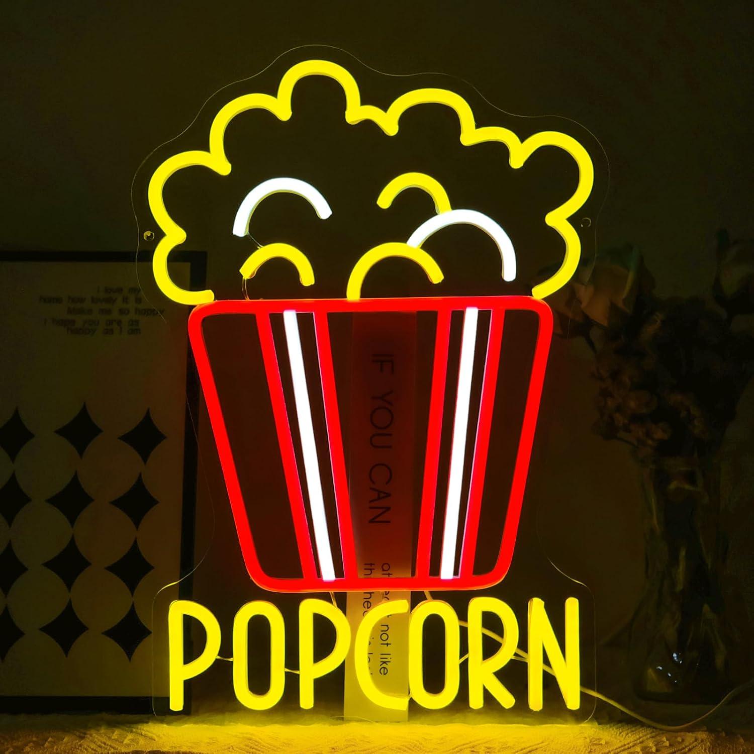 Popcorn Bucket Neon Sign USB D - Home Cinema Wall Lights 评论和价格