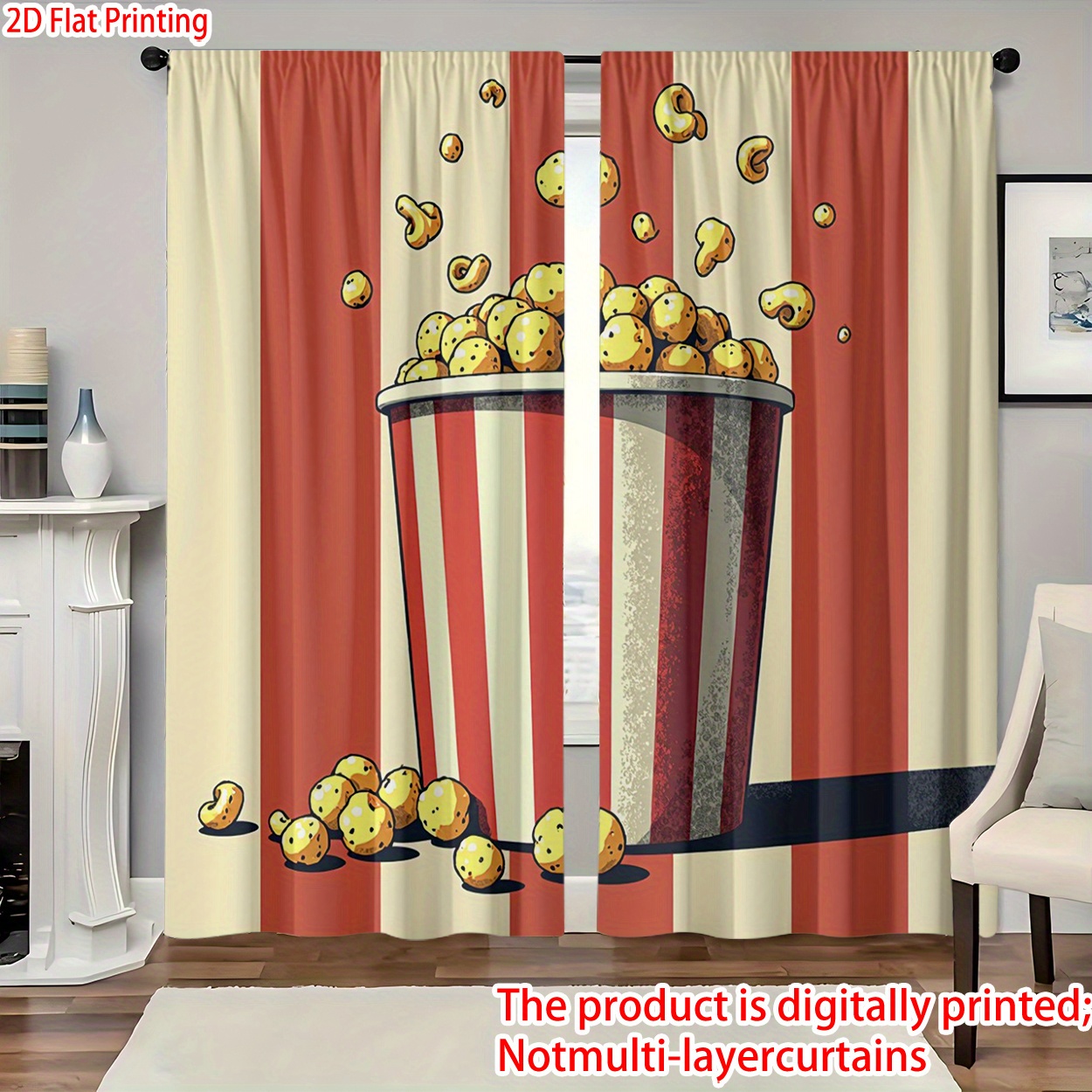 3D Popcorn Bucket Curtain, Ret - Home Cinema Kids 评论和价格
