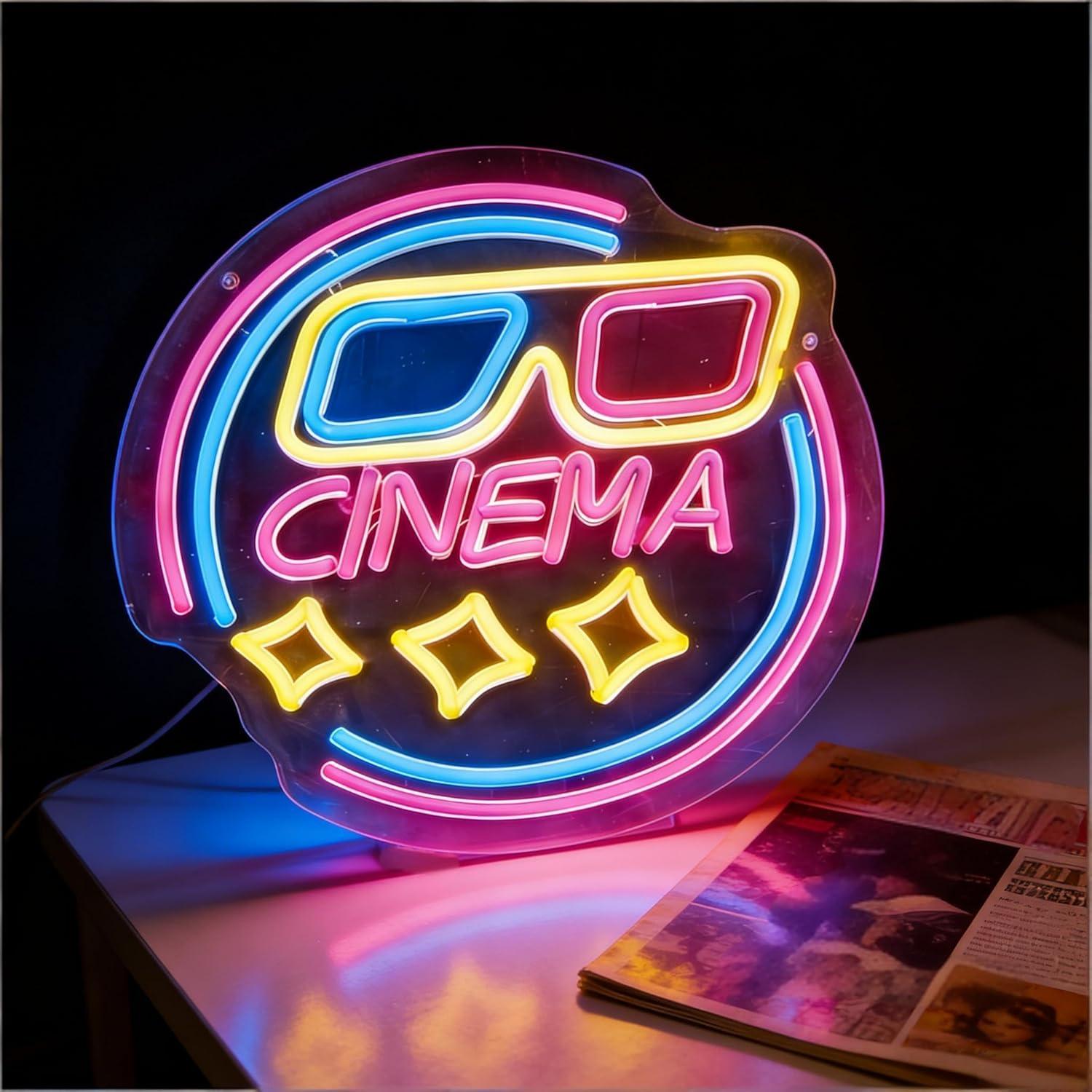 Cinema Neon Sign USB Dimmable  - Home Cinema Wall Lights 评论和价格