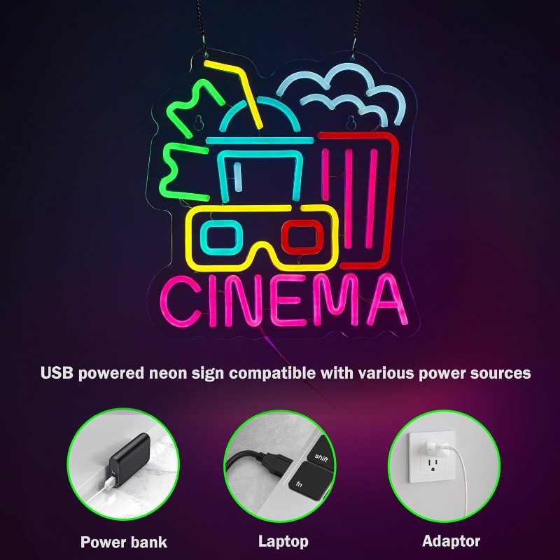 Cinema Neon Sign,Movie Time Ni - Home Cinema Wall Lights 评论和价格
